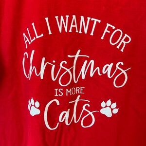 All I Want for Christmas is More Cats red custom kids t-shirt size 8